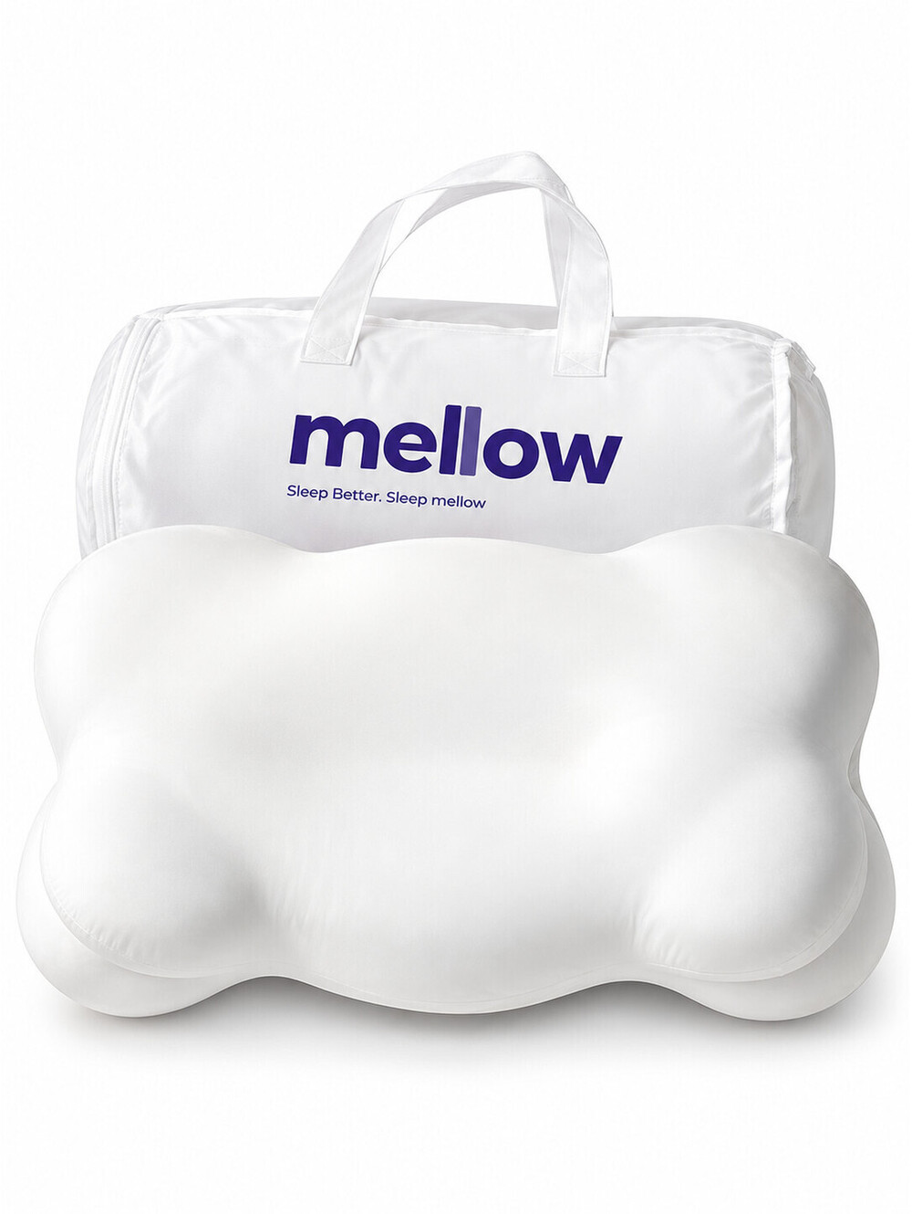Mellow Cloud Alignment Pillow Ergonomic Neck Spinal Support White w/ Carry Bag